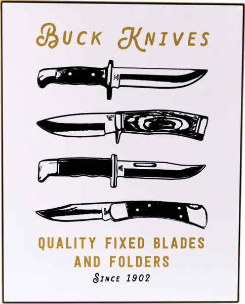 Buck Quality Blades Tin Tacker Sign knives BU95308