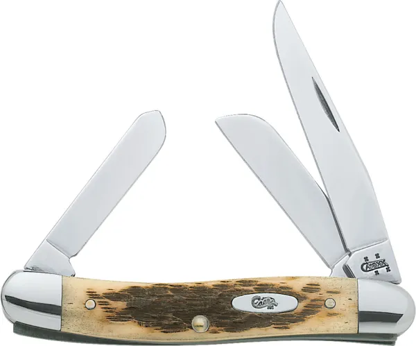 CA039 Amber Jigged Medium Stockman Chrome Vanadium CA039