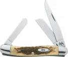 CA039 Amber Jigged Medium Stockman Chrome Vanadium