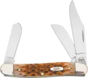 Case CA128 Large Stockman Jigged Amber Bone6347SS