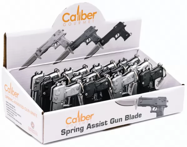 Caliber Gourmet Gun Knife Keychain Display CBGDB02