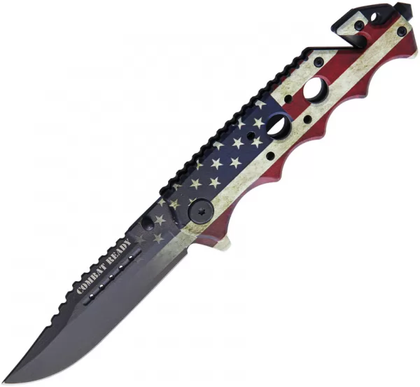Combat Ready Flag Linerlock A-O knives CBR368