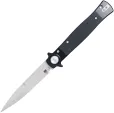 Cobratec Knives Stiletto Button Lock Blk/Satin - CBTSTBLBK