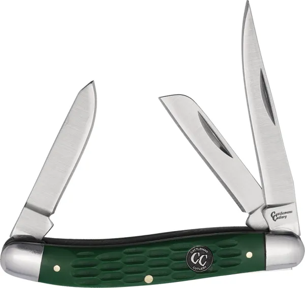 Cattlemans Cutlery Stockman Green Delrin knives CC0001JGD