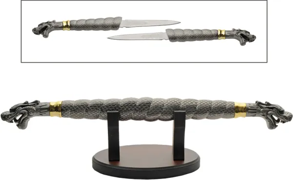 China Made Twin Dragon Swords w Stand knives CN211611