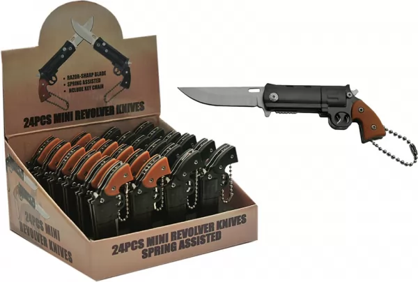 China Made Display 24pc Revolver Keychain knives CN212323