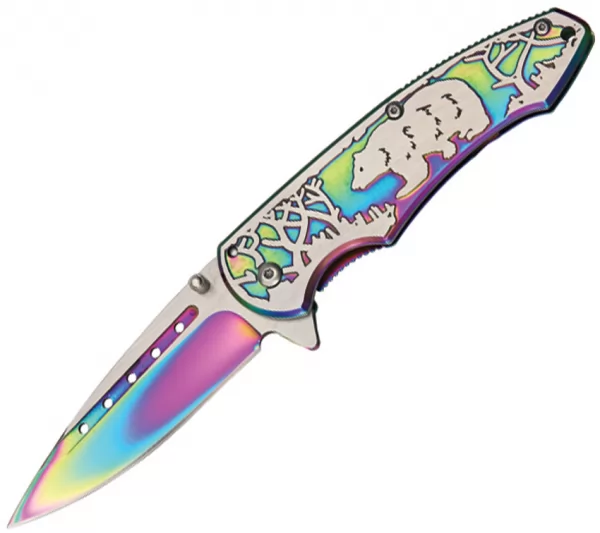 Rite Edge Bear Linerlock Rainbow knives CN300268RB