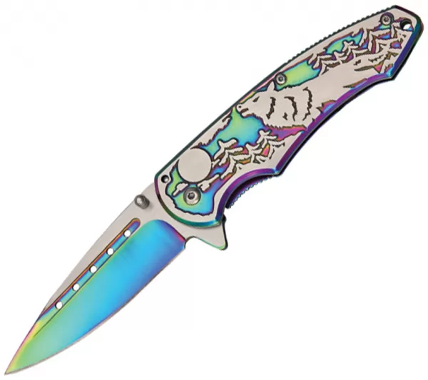 Rite Edge Wolf Linerlock Rainbow knives CN300269RB