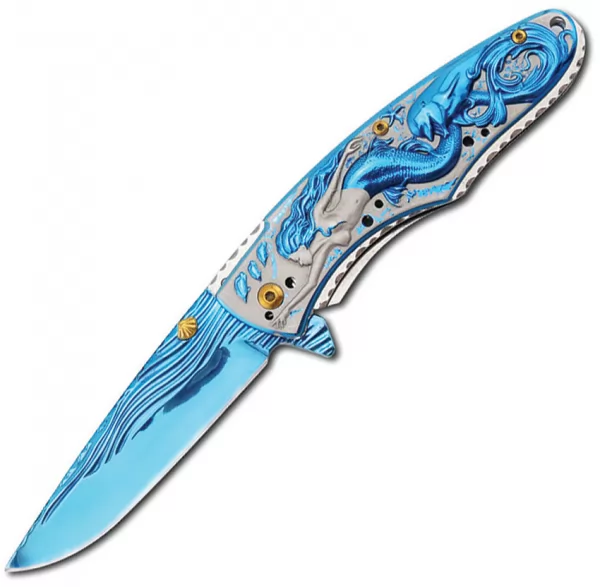 Rite Edge Mermaid Linerlock Blue A-O knives CN300399BL