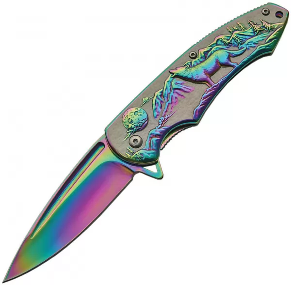 Rite Edge Wolf Framelock A-O Rainbow knives CN300403RB