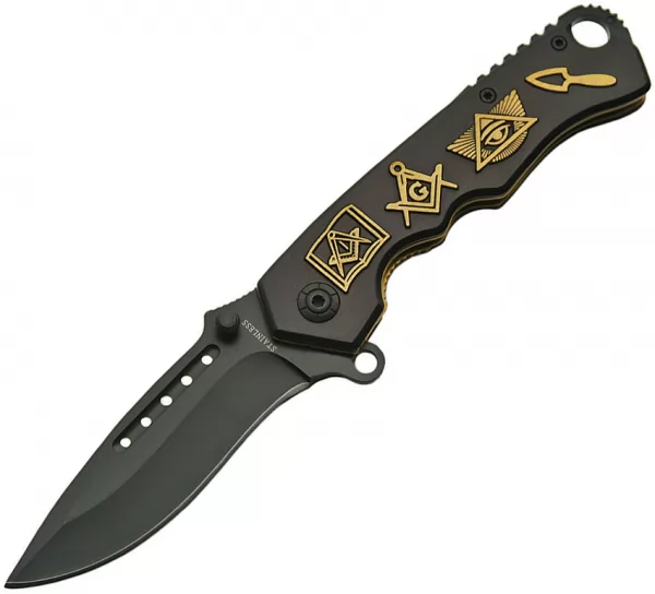 Rite Edge Folder Gold Mason Symbol A-O knives CN300423GD