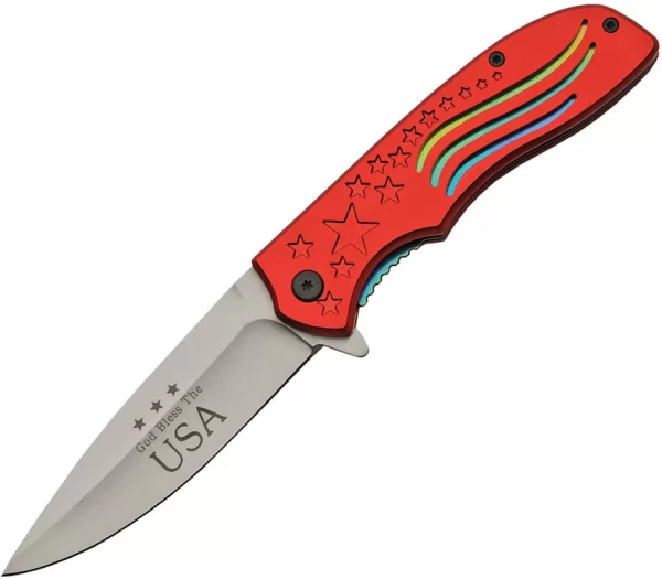 China Made Stars & Stripes Linerlock A-O knives CN300442RD