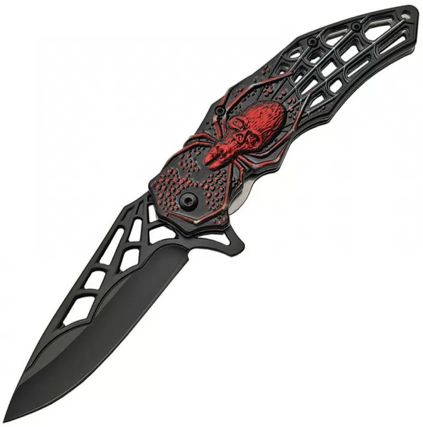 China Made Web Skull Linerlock A-O Red knives CN300451RD