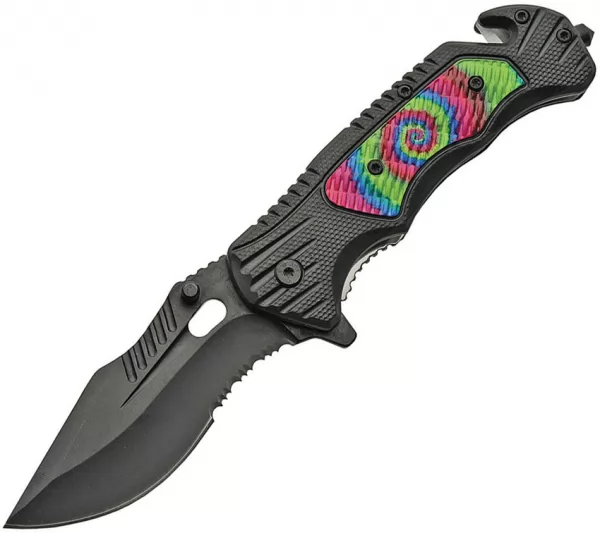 China Made Linerlock A-O Tie Dye Pink-Grn knives CN300471