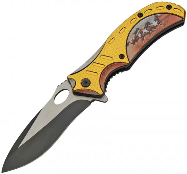 China Made Horse Linerlock A-O knives CN300490HR