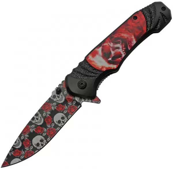 China Made Rose Skull Linerlock knives CN300505