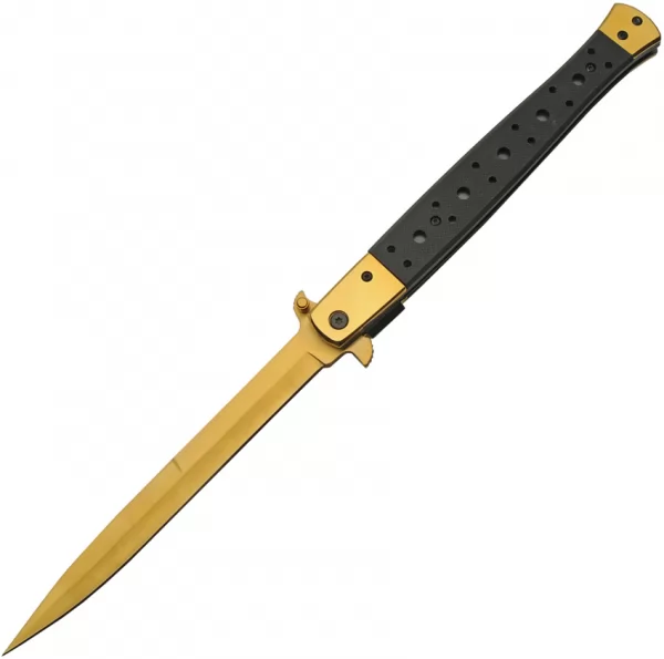 China Made Long Stiletto Linerlock Gold knives CN300540GD