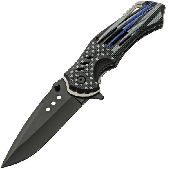 Rite Edge Police Flag Linerlock A-O knives CN300552PO
