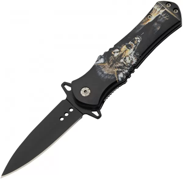 China Made Wildlife Linerlock A-O Wolf knives CN300570WF