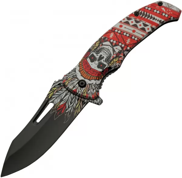 China Made Skull Linerlock A-O knives CN300575RD
