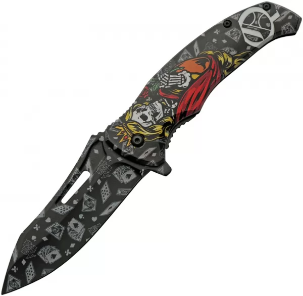 China Made Queen Skull Linerlock A-O knives CN300576QN