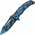 China Made Skull Linerlock A/O Blue - CN300577BL