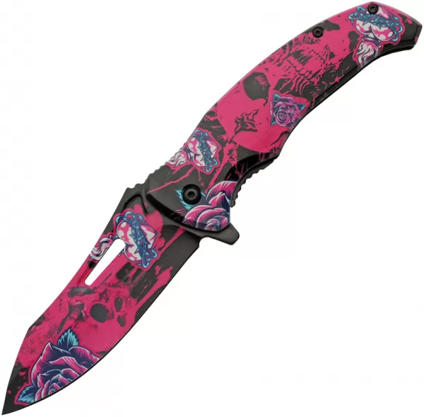 China Made Skull Linerlock A-O Pink knives CN300577PK