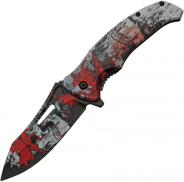 China Made Skull Linerlock A-O Red knives CN300577RD