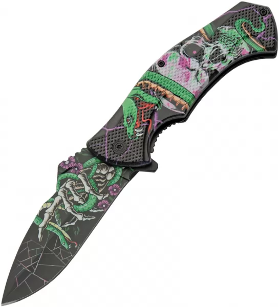 China Made Skull Linerlock Green knives CN300591GN