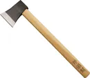 Cold Steel axe gang hatchet 90AXG.  This axe does not only have a sharp blade but the handle is an American hickory handle!  The blade alone is 4 inches with a handle of 18 inches long!