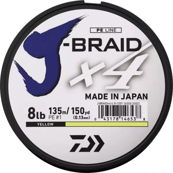 Daiwa J-Braid Line 8-150 Yellow DIAJB4U8150FY