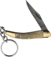 Damascus Key Chain Knife Clip Blade Stag Handle