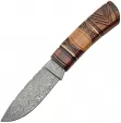 Damascus Fixed Blade Carved Wood Handle - DM1083