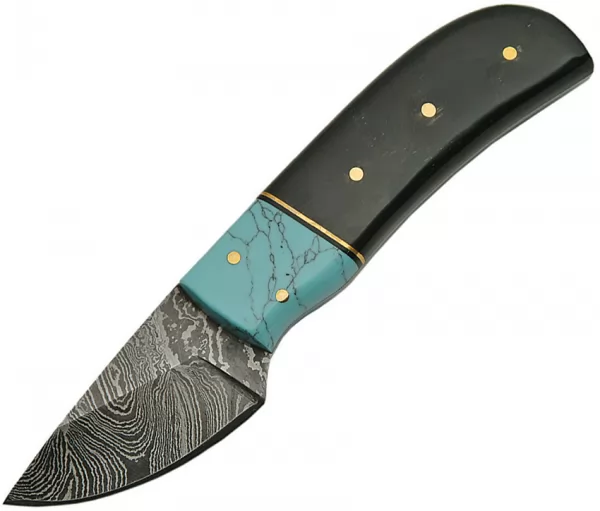 Damascus Skinner Horn Turquoise knives DM1146HN