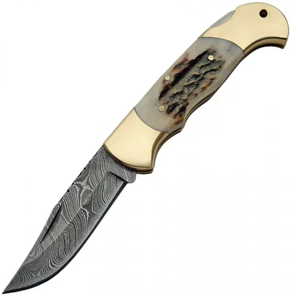 Damascus Lockback Stag knives DM1162SG
