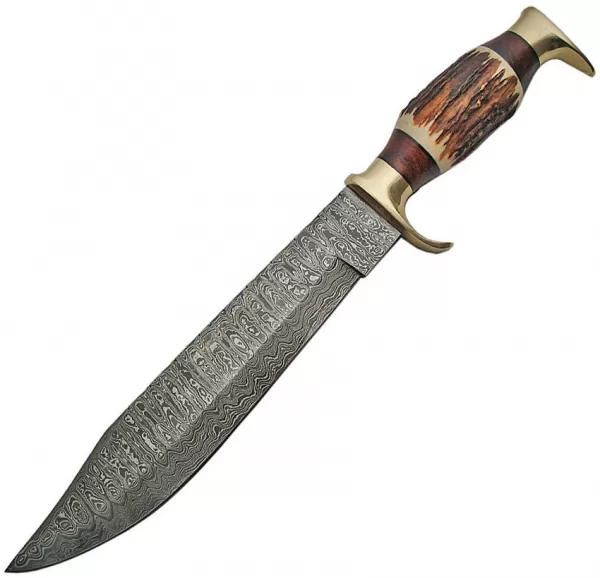 Damascus Stag Bowie Damascus knives DM1164