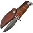Damascus Stacked Leather Skinner knives DM1166