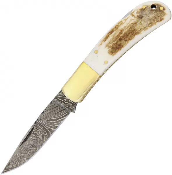 Damascus Lockback Stag knives DM1168
