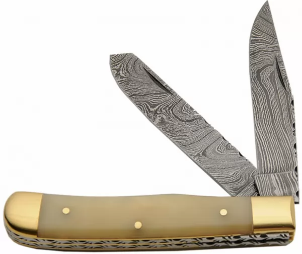 Damascus Trapper Natural Bone knives DM1181