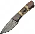 Damascus Fixed Blade Stag and Wood - DM1183