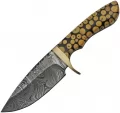Damascus Fixed Blade Knotted Wood - DM1210