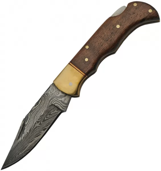 Damascus Lockback Wood knives DM1213