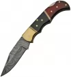 Damascus Lockback Wood and Horn - DM1214