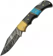 Damascus Lockback Horn/Turquoise - DM1215