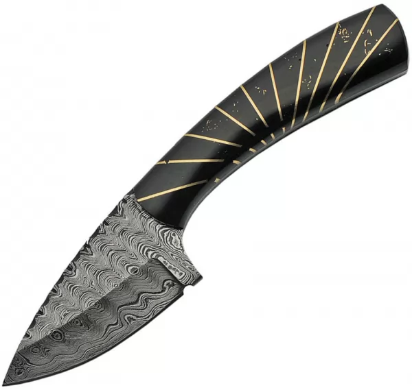 Damascus Hunter Black Resin and Brass knives DM1234