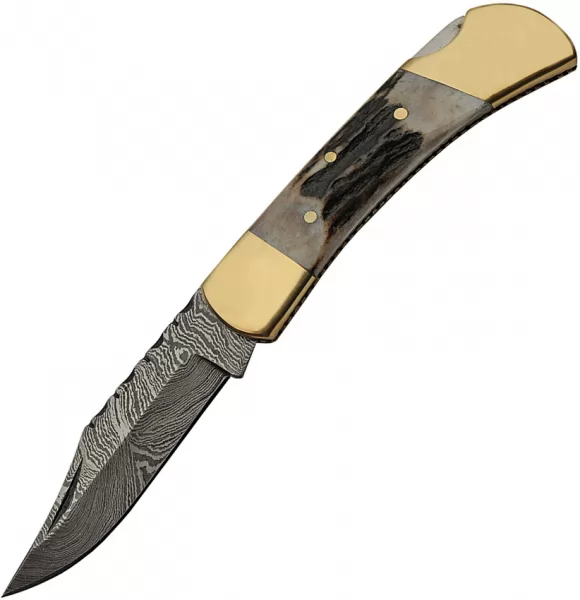 Damascus Lockback Stag knives DM1257SG