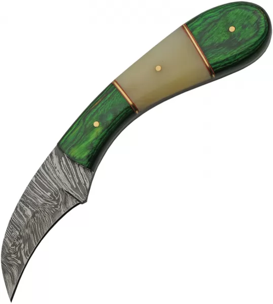 Damascus Hook Hunter Green knives DM1260GN