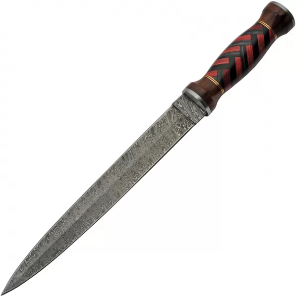 Damascus Fixed Blade Red-Black knives DM1271