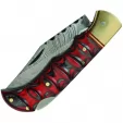 Damascus Red and Black Lockback knives DM1284