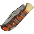 Damascus Twisted Wood Lockback knives DM1286